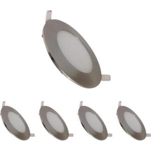 LED-paneel downlight 6W slank rond ALU (pak van 5) - Wit licht - Overig - Zilver - Pack de 5 - Wit Neutre 4000K - 5500K - Aluminium - SILUMEN