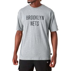 New Era Brooklyn Nets Wordmark Grey T-Shirt - Maat: S