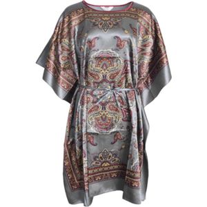 Dames kaftan/tuniek satijn onesize 36-48 grijs