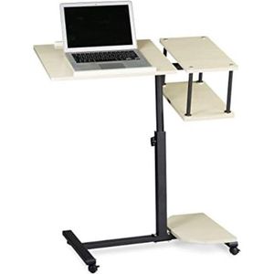 Laptoptafel Op Wielen - Bijzettafel Op Wielen - Laptoptafel Op Wielen Verstelbaar - Bedtafeltje Met Wielen - Bedleestafel - Creme