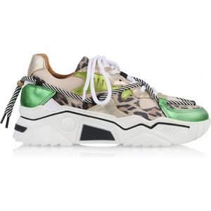 DWRS JUPITER leopard Sand/Green - Dames Sneaker - J5554C-47 - Maat 36
