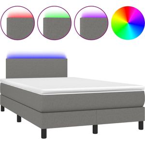 vidaXL-Boxspring-met-matras-en-LED-stof-donkergrijs-120x190-cm