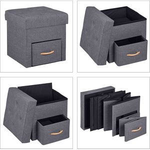 Opvouwbare Opberg Poef - Hocker – Bench – Bench with Storage space - Zitkist – Woonkamer accessoires. 40,5 x 40 x 40 cm