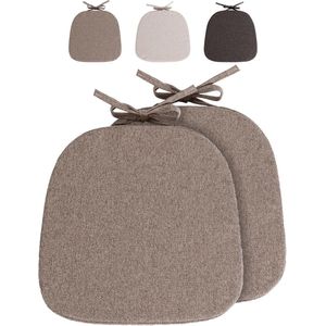 Stoelkussen met banden, zitkussen, antislip, halfrond, voor stoelen in huis en tuin, kantoor (mini-grijsbruin, 2 stuks)