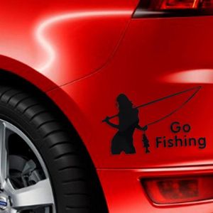 Beauty Go Fishing Styling autosticker, Afmetingen: 14cm x 8,5cm (zwart)