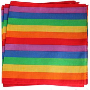 Katoenen bandana gestreept peace regenboog rainbow print 55x55 cm