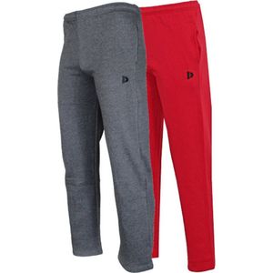 2-Pack Donnay Joggingbroek rechte pijp - Sportbroek - Heren - Maat XXL - Charcoal-marl & Red (465)