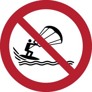 Pictogram bordje Kitesurfen verboden | Ø 100 mm - verpakt per 2 stuks