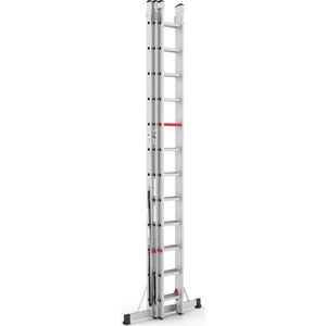 Professionele Ladder | 3-delig | 3x12 Sporten | reformladder | ladder | trapladder | schuifladder | Uitgeschoven lengte 8,58m