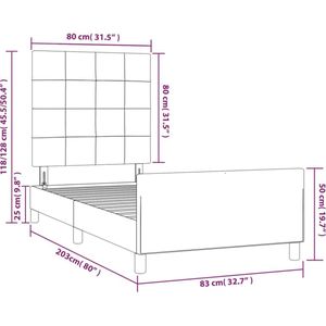 VidaXL Bedframe met Hoofdbord Stof Lichtgrijs 80x200 cm