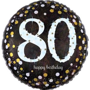 Amscan Folieballon Happy Birthday 80 Jaar 45 Cm Helium Zwart