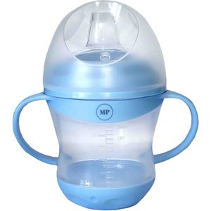 Major Products - Tuitbeker Blauw - 160ml met handvat - Tuitbeker met zachte tuit - Drinkbeker - Oefenbeker - Tuitbeker Baby - Drinkbeker voor Peuters - Antilek beker