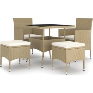 vidaXL 5-delige Loungeset poly rattan beige - Tuinset - Tuinsets - Tuinmeubelset - Meubelset