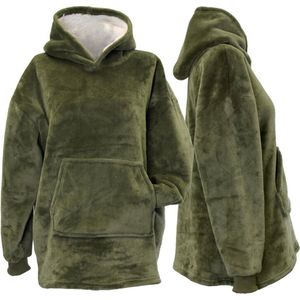 Unique Living - Kids Oversized hoodie/plaid met mouwen - 75x63cm - Deep green - Groen