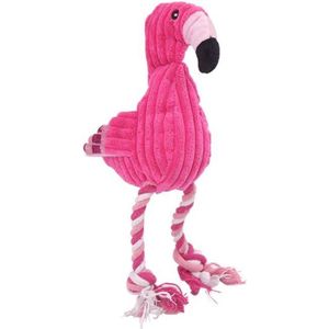 Hondenspeelgoed Flamingo - knuffel - pluche - geluid - stevig - roze - hondenknuffel - 30 cm