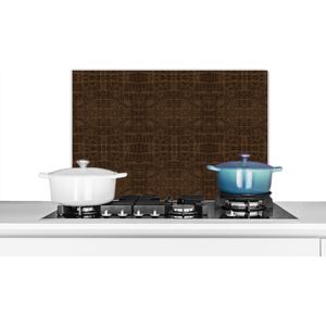 Spatscherm keuken 60x40 cm - Kookplaat achterwand Inductie beschermer - Leer - Bruin - Dierenhuid - Muurbeschermer - Spatwand fornuis - Hoogwaardig aluminium