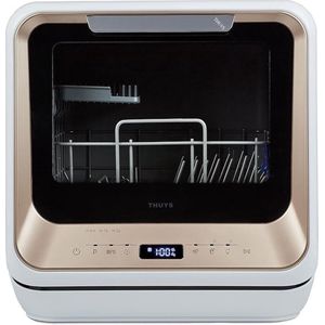 Luxe Mini Vaatwasser – Kleine Vaatwasser – Vrijstaand Model – 6 Reinigingsprogramma’s – Met Waterreservoir – Geen Toevoer – Goud