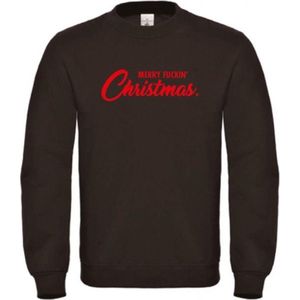 Kerst sweater zwart S - Merry fuckin' Christmas - rood - soBAD. | Kersttrui soBAD. | kerstsweaters volwassenen | kerst hoodie volwassenen | Kerst outfit | Foute kerst truien