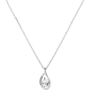 Lucardi Dames Ketting met Hanger Druppel Zirkonia - Echt Zilver - Ketting - Cadeau - 45 cm