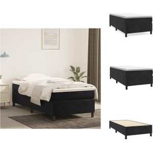 vidaXL Boxspringframe - Zacht fluwelen Stof - Ondersteunende poten - Multiplex lattenbodem - Zwart - 203x80x35cm - Geschikt voor 80x200cm matras (- vidaXL) - Bed