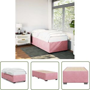 vidaXL Fluweel Bed - Slaapkamerinrichting - Bedframe fluweel roze 90x200 cm - Roze Bed - Tweepersoonsbed - Boxspring Frame