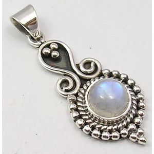 Natuursieraad -  925 sterling zilver maansteen hanger pendant bedel - luxe edelsteen sieraad - handgemaakt