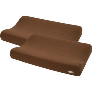 Meyco Baby Knit Basic aankleedkussenhoes - 2-pack - chocolate - 50x70cm