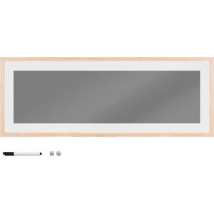 Navaris glazen magnetisch uitwisbaar memobord - 80 x 30 cm - Beschrijfbaare wandbord - Magneetbord voor muur met marker en 2 magneten - Grijs