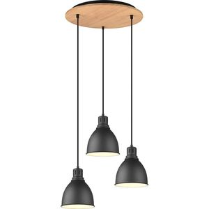 LED Hanglamp - Hangverlichting - Torna Handoll - E27 Fitting - 3-lichts - Rond - Mat Zwart - Aluminium