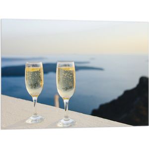 WallClassics - Vlag - Champagne Glazen - 80x60 cm Foto op Polyester Vlag