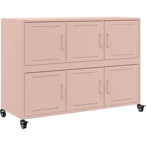 vidaXL - Dressoir - 100,5x39x72 - cm - staal - roze