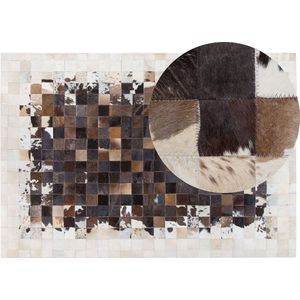 OKCULU - Patchwork vloerkleed - Bruin - 160 x 230 cm - Koeienhuid leer