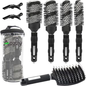Professionele salon styling borstel set - 5-delige aardewerk ronde haarborstel set voor föhnen en krullen