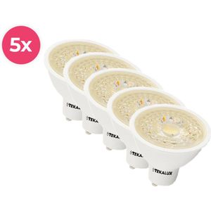 Olucia - Dimbare witte GU10 LED lamp Antonie, 5W, warm wit - Vorm: Rond