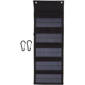 Portable Solar Panel Bag Monocrystalline Silicon 50W 5 Foldable Solar Panel Cover for Outdoor Travel Camping Hiking Emergency (Black)