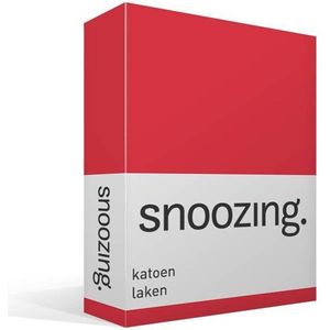 Snoozing - Laken - Katoen - Lits-jumeaux - 240x260 cm - Rood