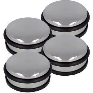 Boraboi® Stijlvolle Ronde Deurstopper van Hoogwaardig Roestvrij Staal met Antislip Onderkant, Set van 4 Stuks