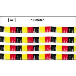 4x Slierten slinger België 10 Meter zwart/geel/rood - EK WK Belgium sport festival thema feest fun vlaglijn