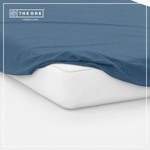 The One Bedding Hoeslaken - Eenpersoons - 100 x 220 cm - Katoen/Satijn - Indigo blauw