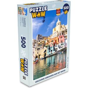 Puzzel Gekleurde gebouwen aan het water bij Napoli - Legpuzzel - Puzzel 500 stukjes