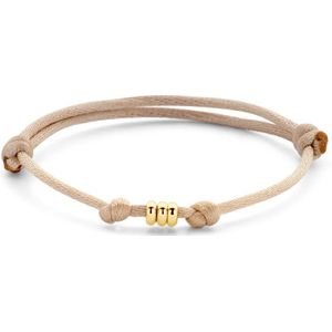 Beige Satijnen Armband met 3x Gouden Ringetjes