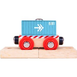 Bigjigs Houten Container Wagon - Blauw