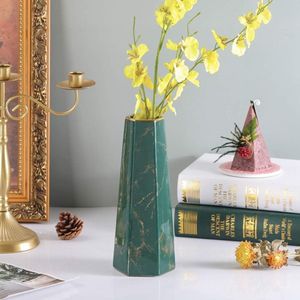 10 inch groen goud afwerking marmeren keramische bloemenvaas huisdecor vaas en tafel centerpieces vaas voor vrienden en familie, Kerstmis, bruiloft, bruidsdouche