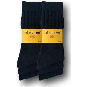 6 paar SQOTTON® Werksokken - Heavy - Zwart - Maat 43-46