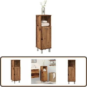 vidaXL Badkamerkast - 30x30x95 cm - Bewerkte houtkleur Badkamerkast - Badkamerkasten - Badkamer Opbergkast - Toilet Opbergkast