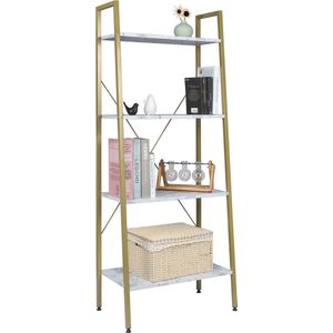 Bolt Edge Boekenkast Foki - 4 Lagen - Wit Goud - Marble Look - Woonkamer - Vintage