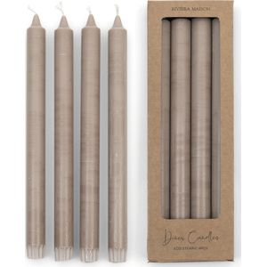 Riviera Maison - Lange Kaarsen - Dinner Candles ECO flax 4pcs - Grijs/Beige - Set van 2 x 4 stuks