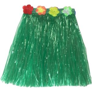 Toppers - Hawaii thema verkleed rokje - raffia - groen - 40 cm - rieten hula rokje voor volwassenen