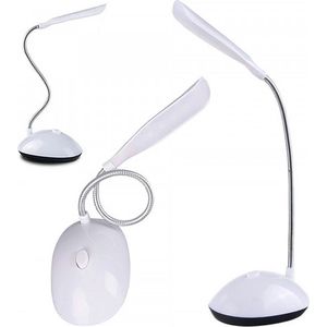 Verstelbare LED bureaulamp - Dimbaar - Met flexibele hals - Luxe leeslamp met arm - Bedlamp draaibaar - Werkt op Batterijen - Flexible Desk Light - Verstelbaar reis lampje - 28 cm - Wit