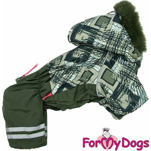 ForMyDogs honden kleding, Winterpak voor de reu, maat 18 , rug lengte 36cm, gevoerd met fleece, waterafstotend, capuchon afneembaar